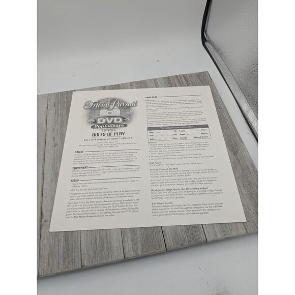 Hasbro 2003 Trivial Pursuit DVD Pop Culture Game Board Replacement Instructions - Picture 5 of 7